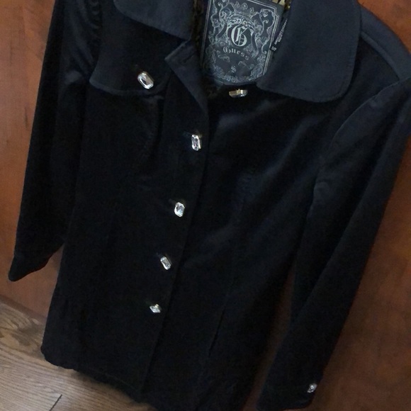 Guess, fancy jewel button trench! Black, size S - Picture 3 of 5